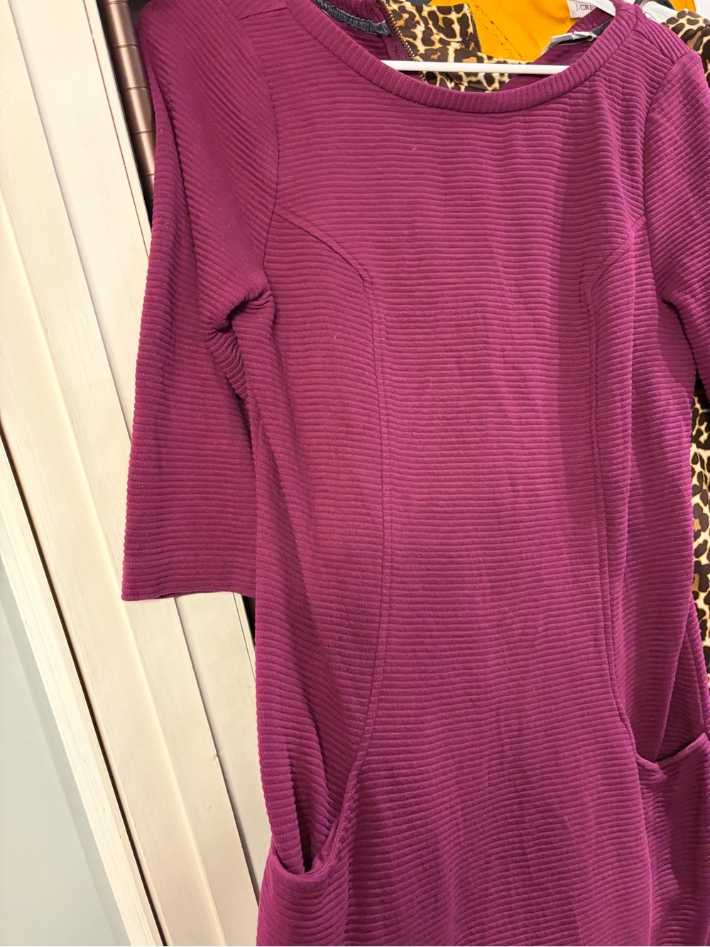 Boden Ribbed Scoop Neck dress in Magenta